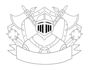 Fototapeta premium Medieval knight logo. Contour