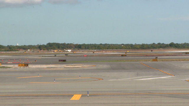 Plane lands on runway