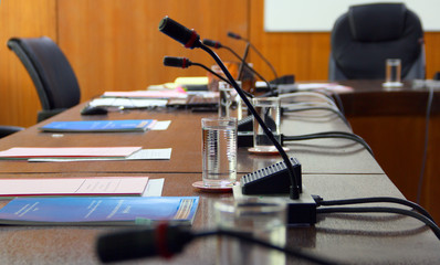 Meeting room / A picture of the room preparing for a meeting