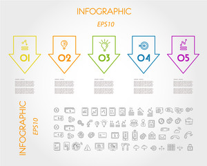 colorful linear infographic big reverse arrows