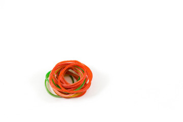 Rubber band on white background