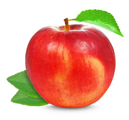 apple with leaf isolated on white background