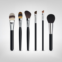 Make-up brushes vector. Different brushes for make-up isolated on white background.