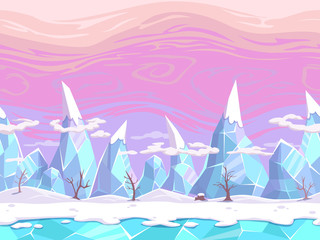 Seamless vector cartoon fantasy landscape