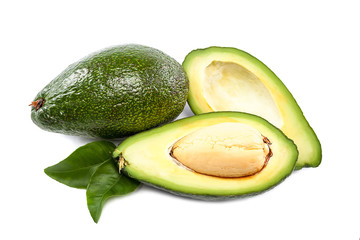Fresh avocado on white background.