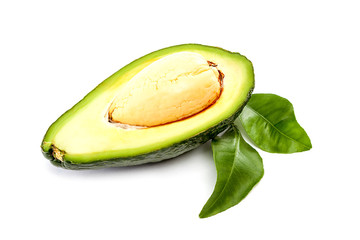 Fresh avocados on white background.