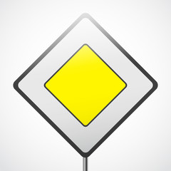 Road sign vector. Priority sign yellow square with black stroke.