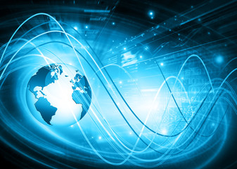Best Internet Concept of global business. Globe, glowing lines