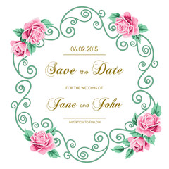 Vintage wedding invitation with roses
