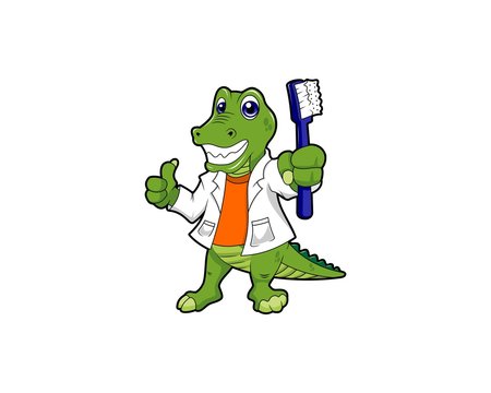 alligator dentist bring toothbrush cartoon character