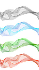 Abstract grey red blue green wave isolated on white background.