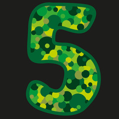 five pink button on white background