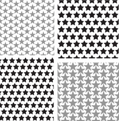 Repetitive star pattern set vector black and white