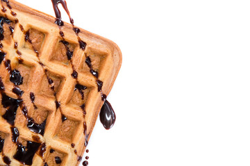 Waffles with Chocolate Sauce (isolated on white)