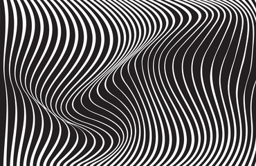 black and white mobious wave stripe optical design - 92359380