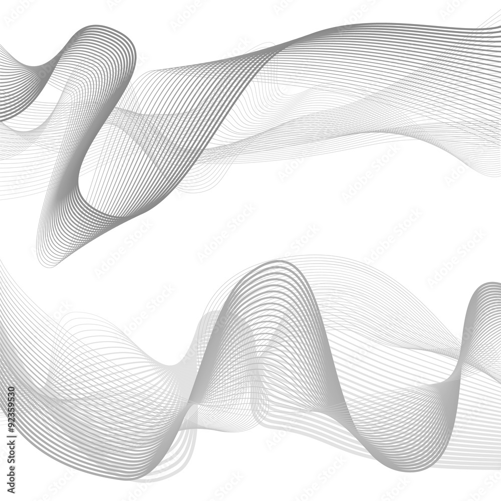 Wall mural Abstract grey wave isolated on white background. Vector illustra