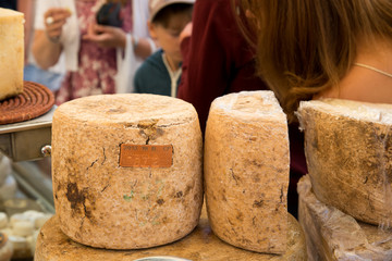 Cheese at the Market of Sarlat (France)