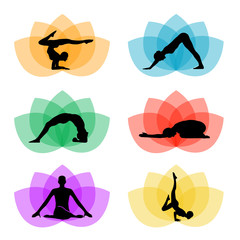 A set of yoga and meditation symbols