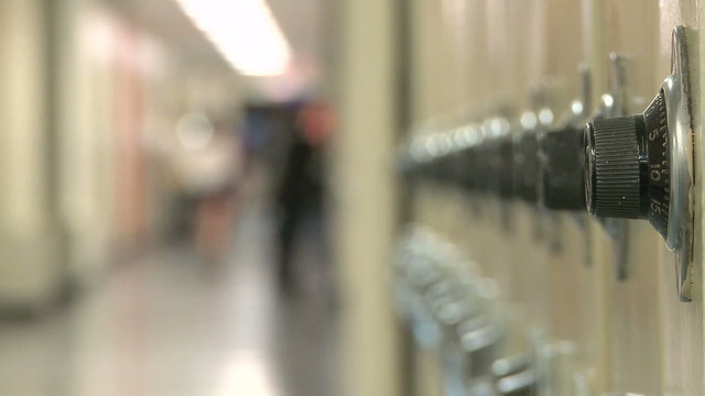 Close up of combination lock on locker