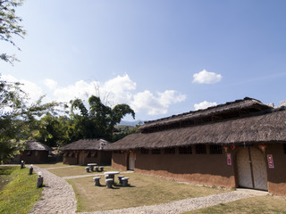 Chinese houses made of clay in hill at Santichon village , Pai city, Mae Hong Son Province, Thailand