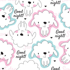 seamless good night sheep pattern vector illustration
