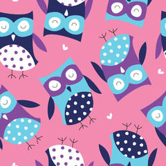 seamless cute owl pattern vector illustration
