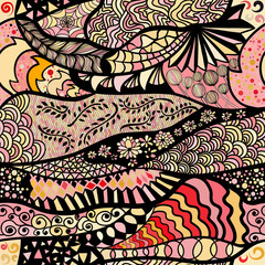 Seamless pattern in style zentangle (ethnic, doodle). 