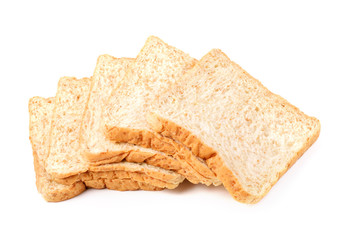 slice of whole wheat toast bread isolated on white Background