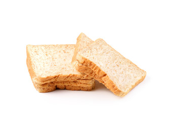 slice of whole wheat toast bread isolated on white Background