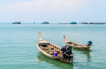 Fishing boats with blue sky in Phuket, Thailand 