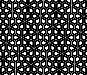 Vector modern seamless sacred geometry pattern pentagon, black and white abstract geometric background, trendy print, monochrome retro texture, hipster fashion design