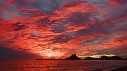 Crédence de cuisine en verre imprimé Mer / coucher de soleil Blazing Sunset Skies Over Mount Tetakawi, Mexico