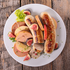 white sausage with foie gras