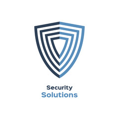 Security solutions logo, shield silhouette 