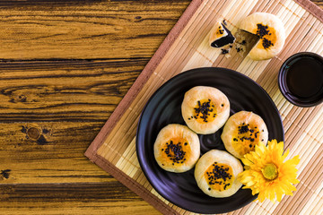 Chinese Cake Background / Chinese Cake / Chinese Cake on Wooden Background