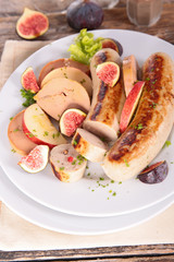 white sausage with foie gras