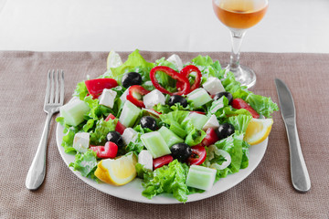 Greek vegetable salad on a plate