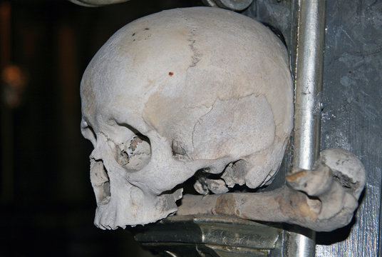 Human bones in Sedlec Ossuary, Kostnice cemetery church of All S
