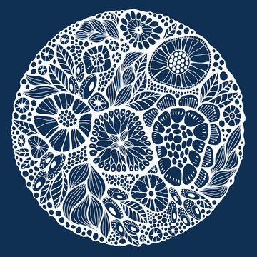 Fototapeta Round abstract floral pattern
