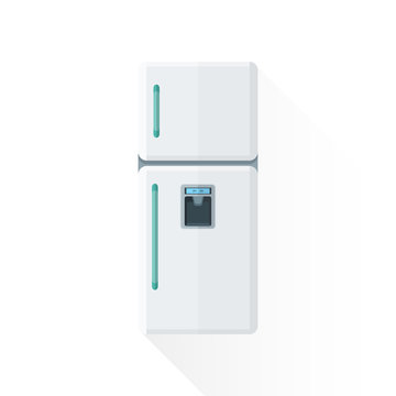 vector flat style white kitchen refrigerator illustration.
