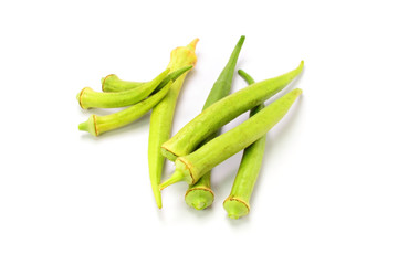 fresh okra isolated on a white background