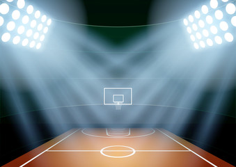 Background for posters night basketball stadium in the spotlight © VITAMIN