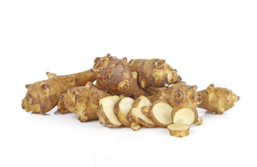 Jerusalem artichoke on a white background
