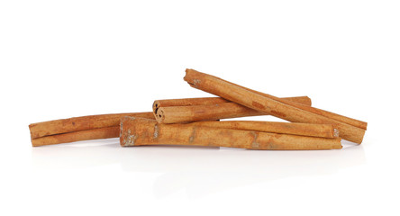 Fragrant cinnamon sticks isolated on white background