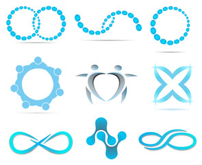 Business blue abstract logo with geometric elements background infinity corporate emblem set . circle icon