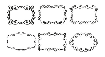 Vintage calligraphy decorative background, vector retro antique blank royal baroque border frame set . minimalistic illustration