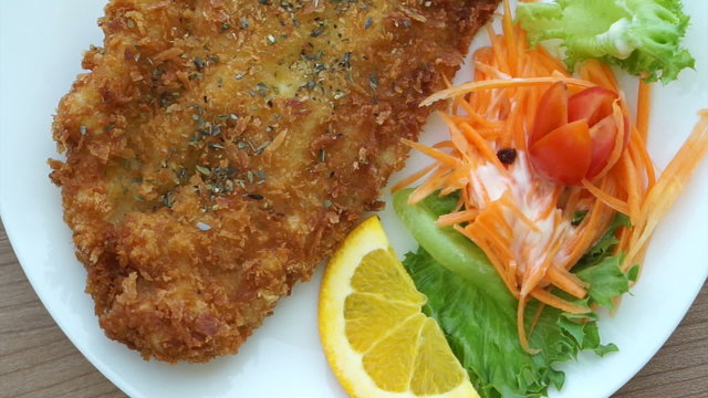Video of Fried battered Fish and colourful salad