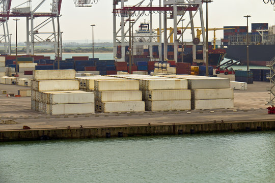 Shipping containers at sea port