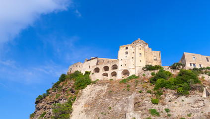 Fototapeta na wymiar Ancient Castle on the rock, Ischia island, Italy