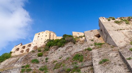 Fototapeta na wymiar Aragonese Castle on the rock, Ischia island, Italy